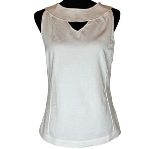 Per Se‎ by Carlisle White Textured Knit Sleeveless Top V-Notch Neck Size L